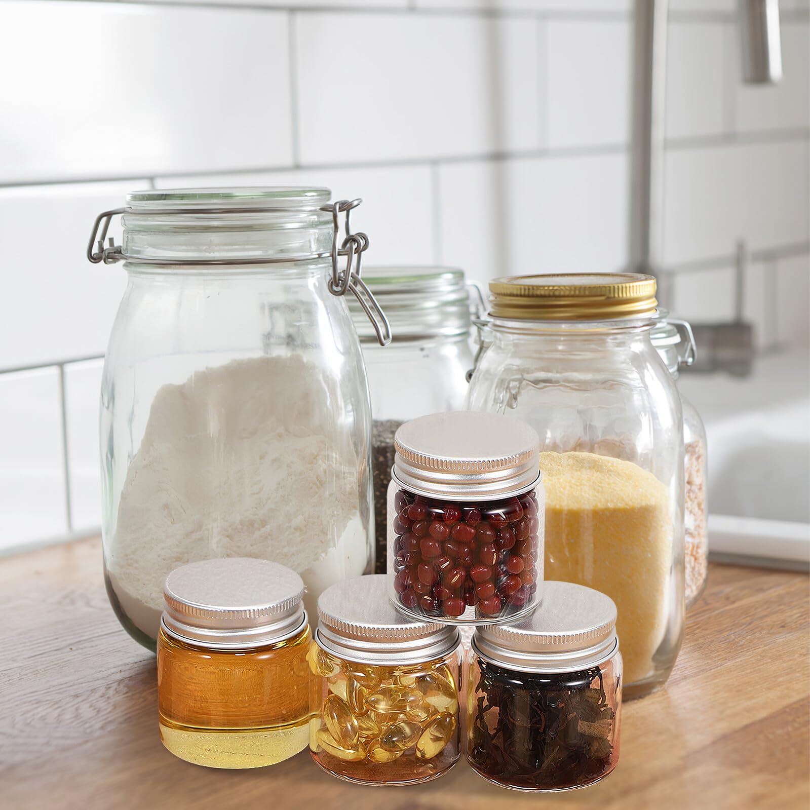 Amazon｜PAMINGONO 20個小さなガラス瓶 密閉蓋付き 食品保存用